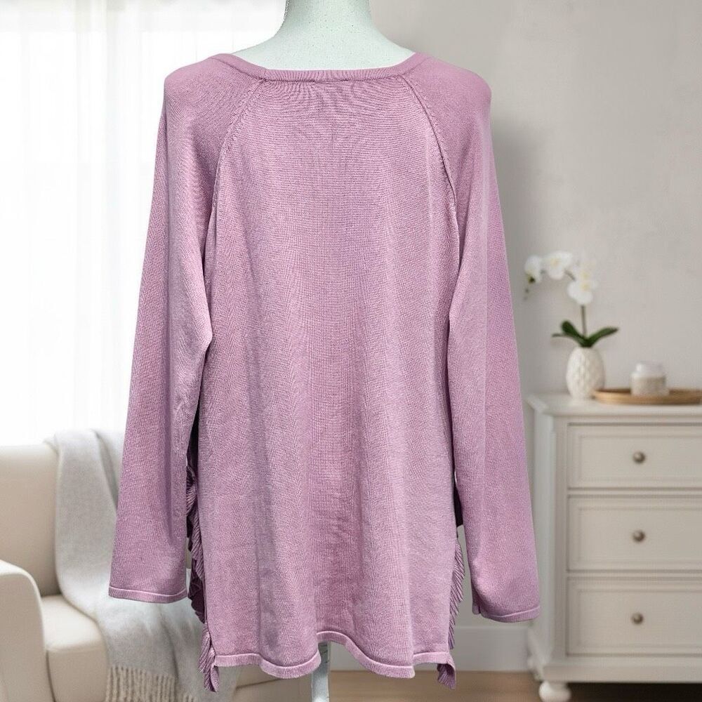 Avenue Mauve Pink Ruffle Sweater Sz 2X - Picture 6 of 10